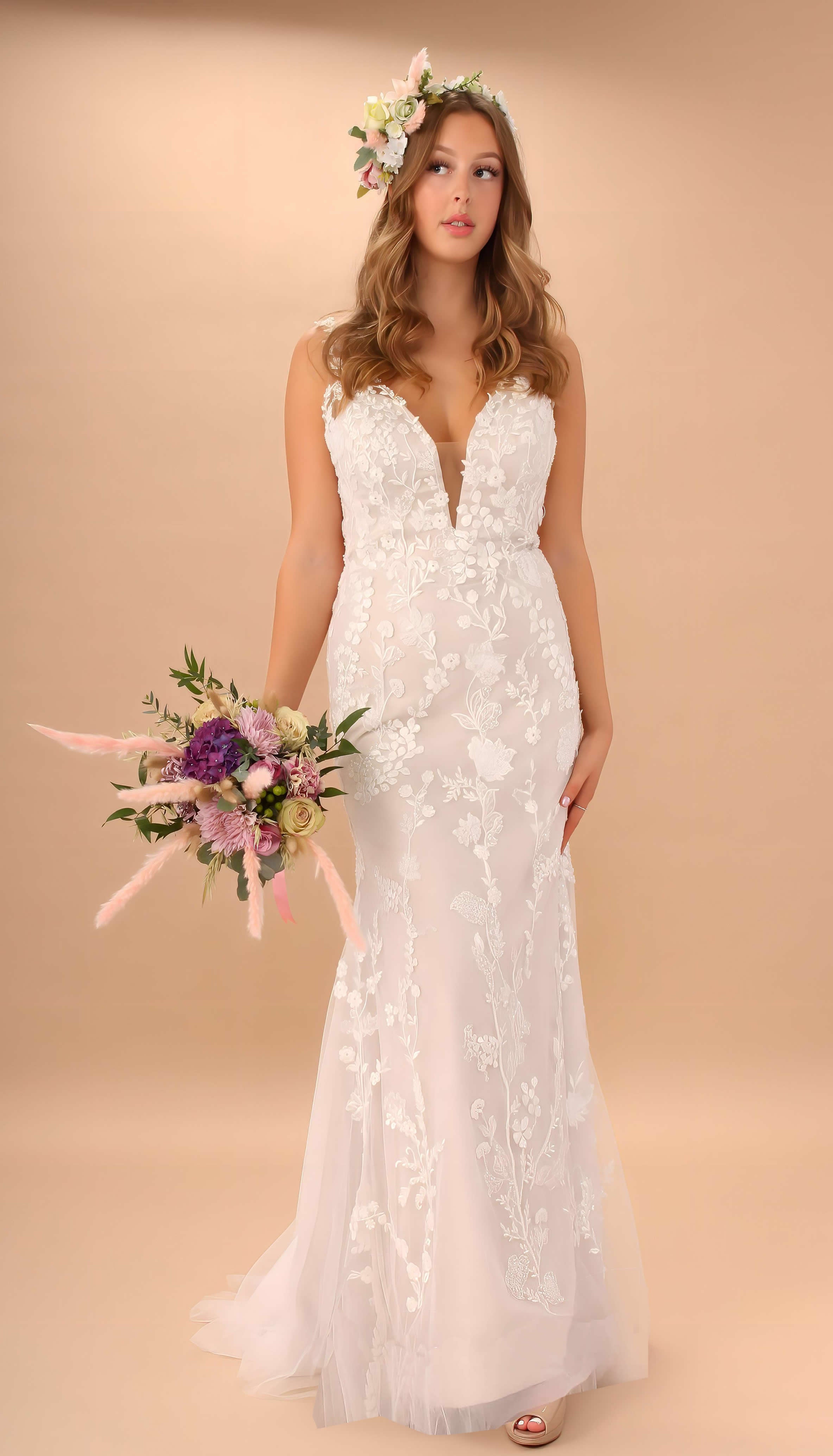 Boho fishtail hotsell wedding dress